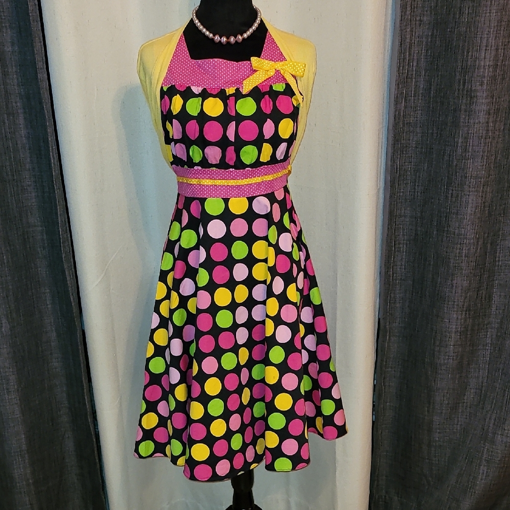 Rare Editions Polka Dot Dress - Pink, Yellow, Black